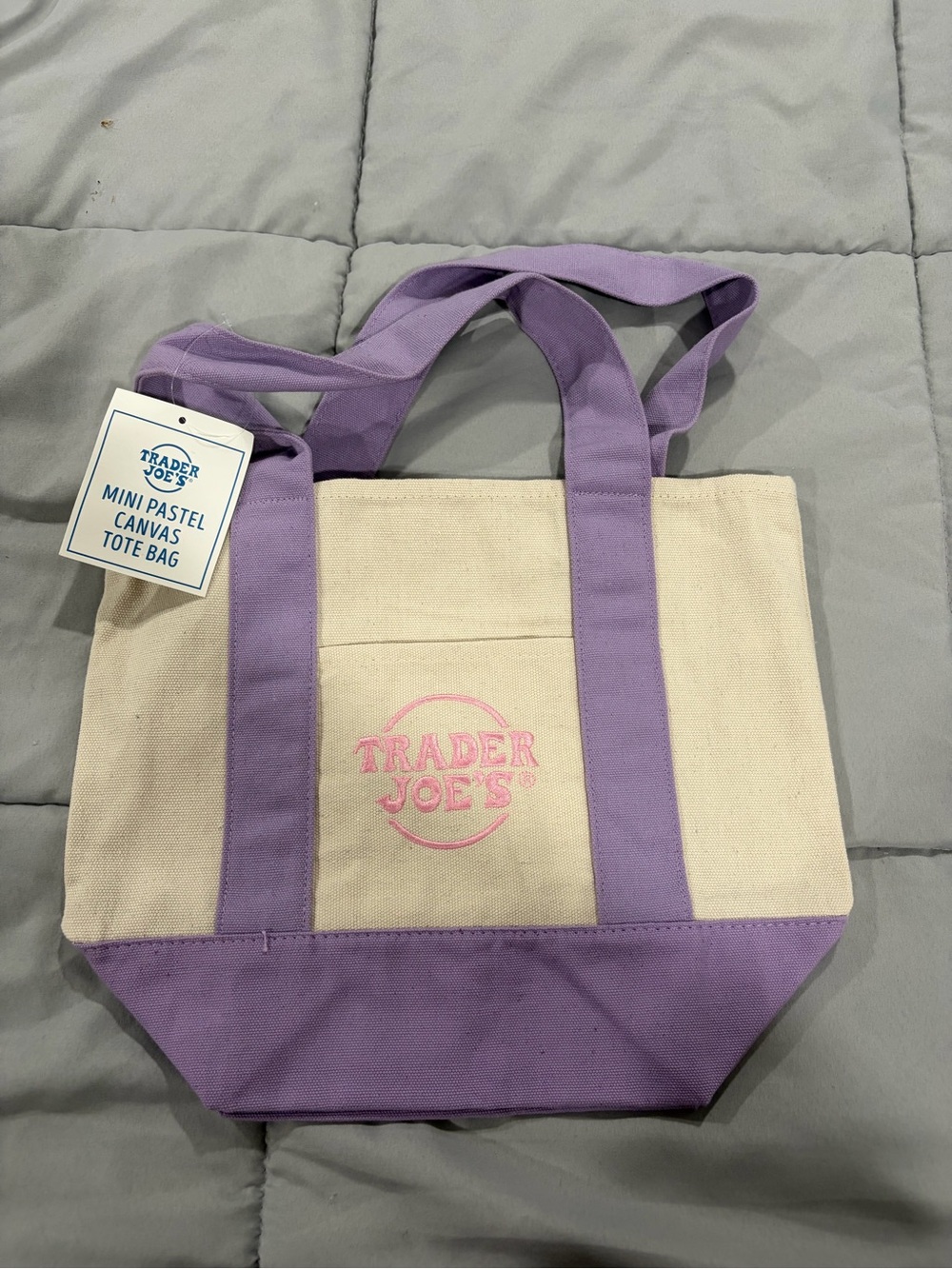 Trader Joe's Lavender-Trim Canvas Tote Bag